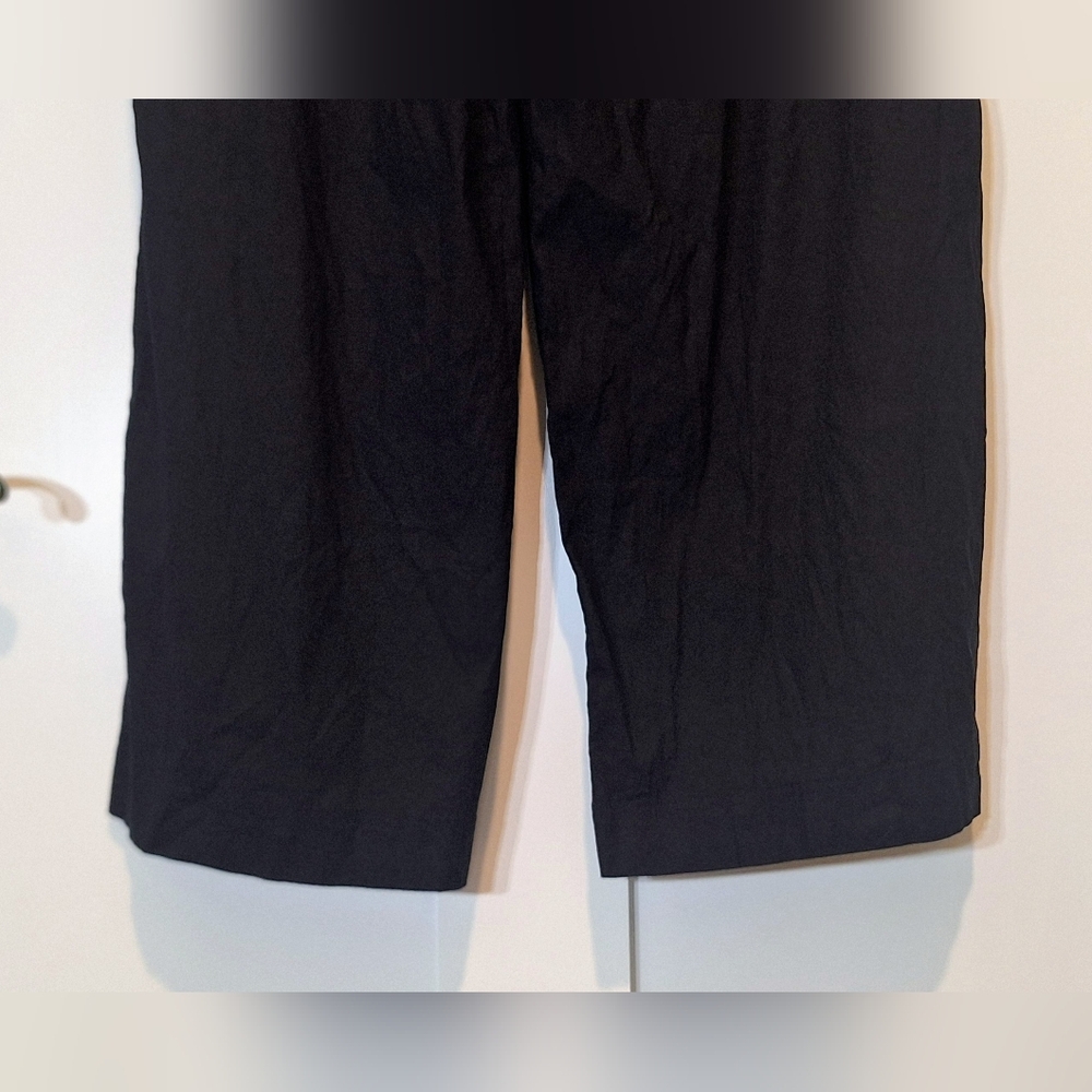 Athleta Linen Blend Stretch Wide Leg Pull On Pants High Rise Black Size Medium - Picture 13 of 16
